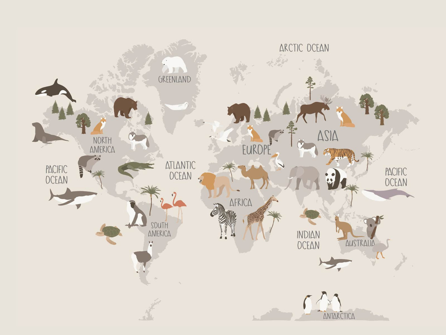 Animal World Map - Neutral
