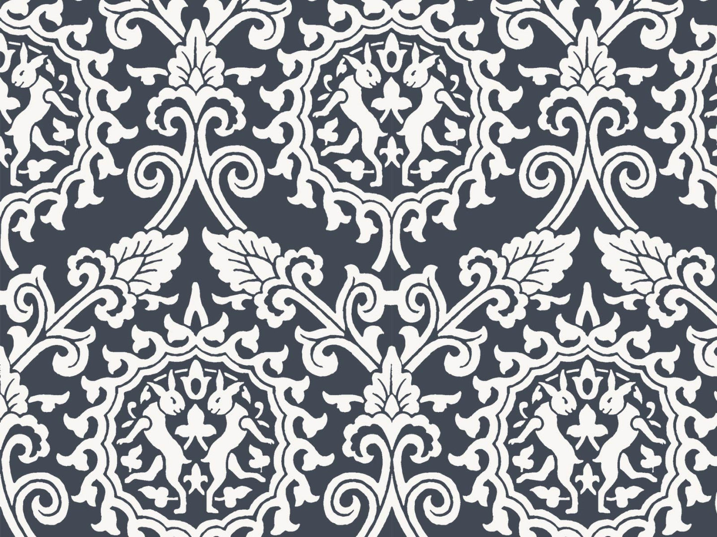 Damask Rabbit - Navy