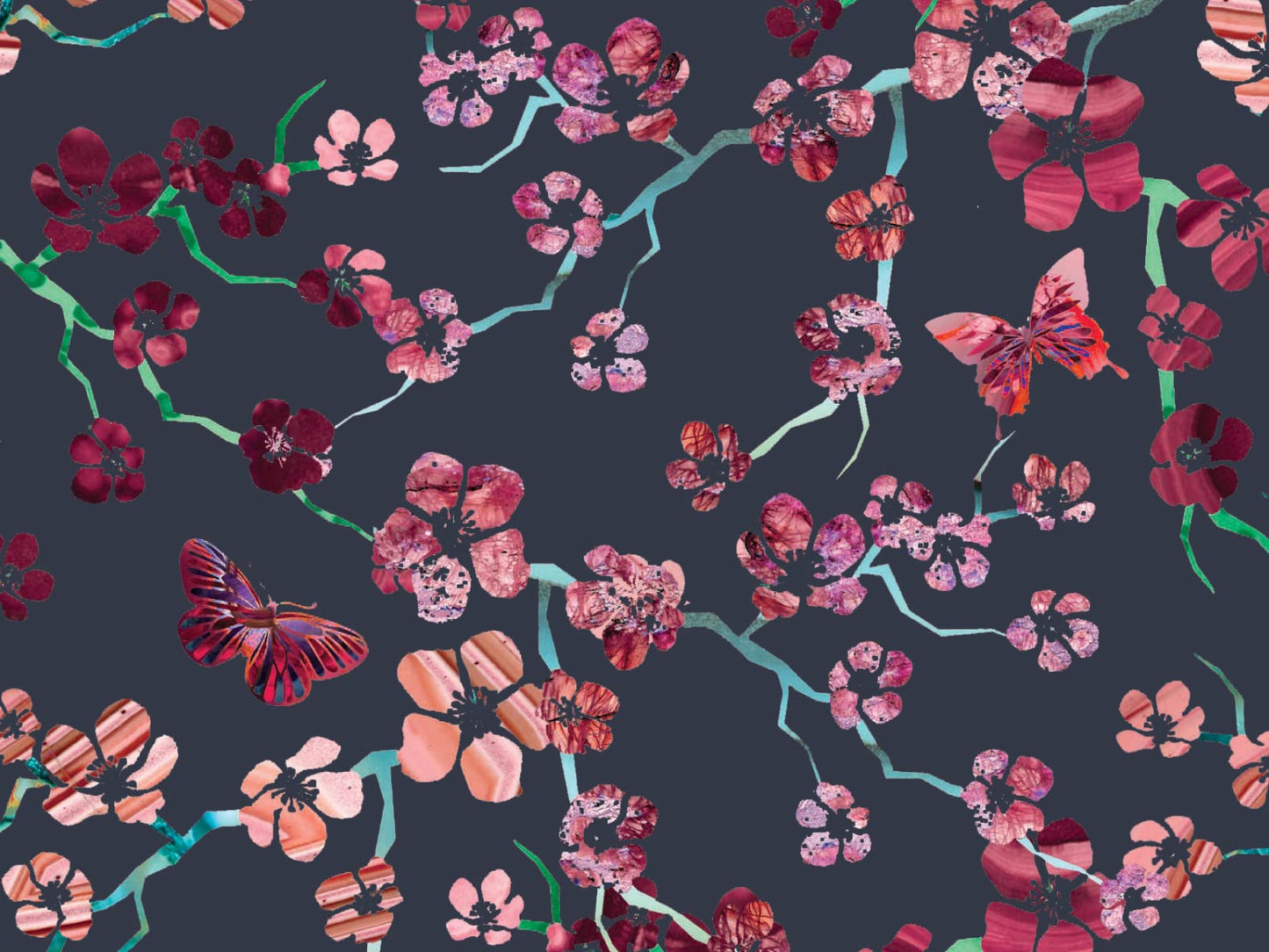 Ditsy Flora - Navy and Pink