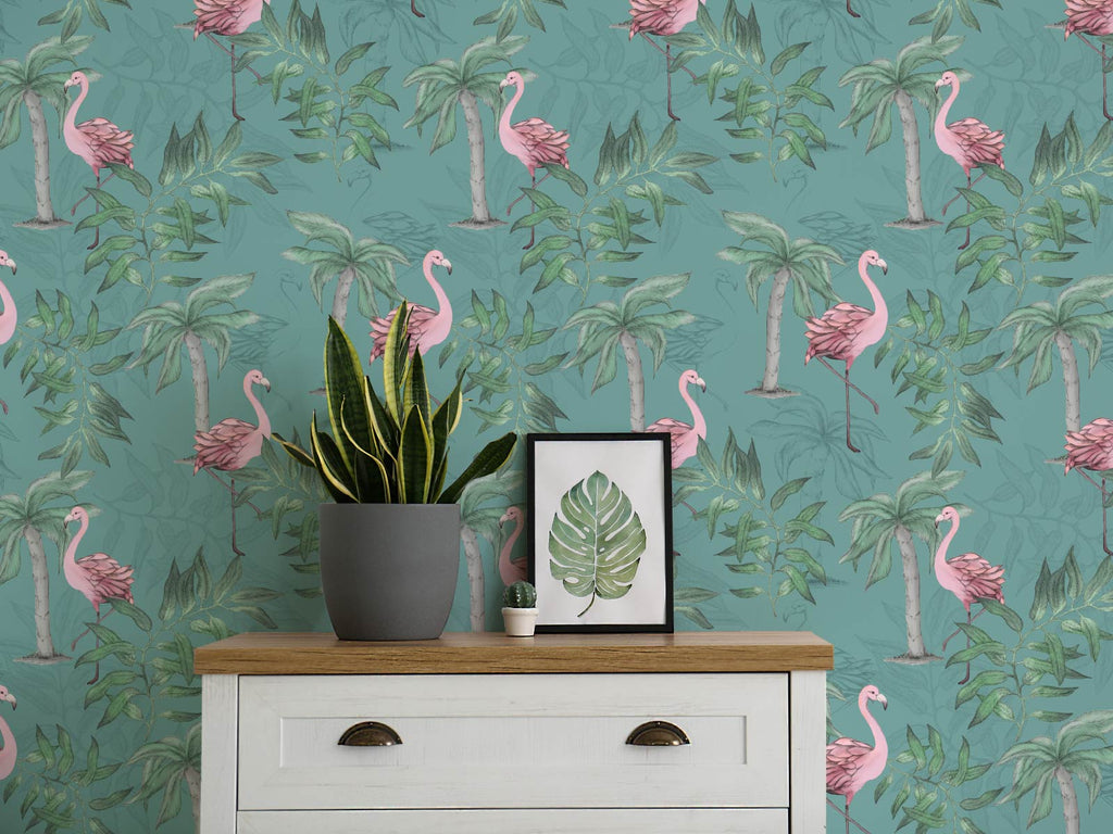 Fancy Flamingos - Teal