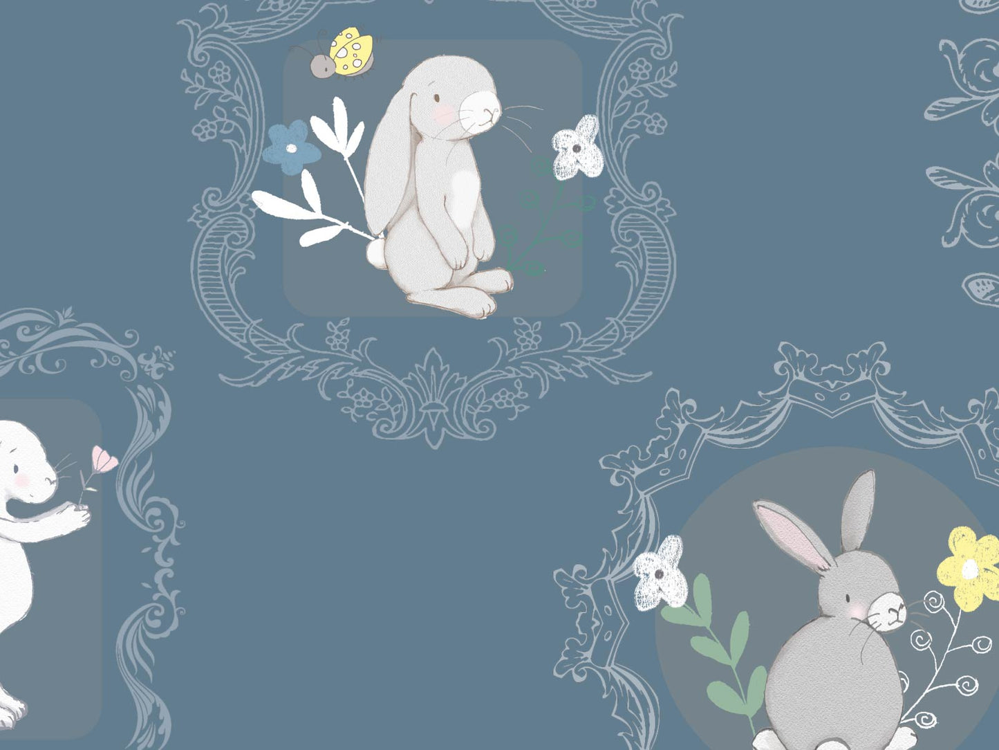 Framed Bunnies - Light Blue