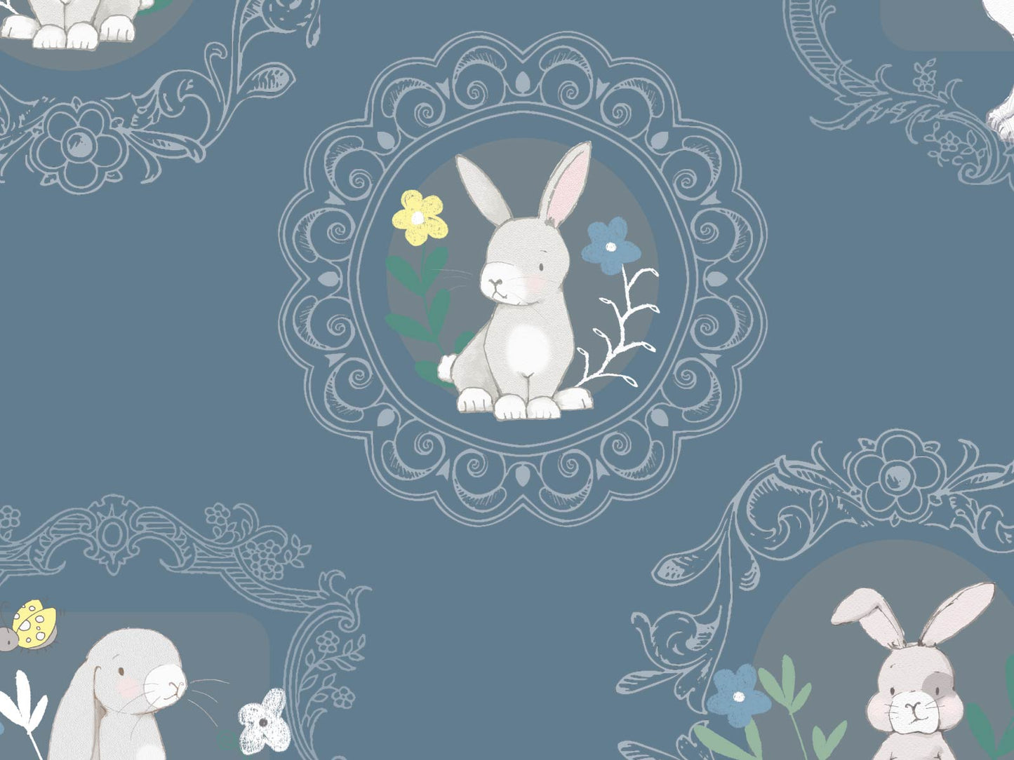 Framed Bunnies - Light Blue