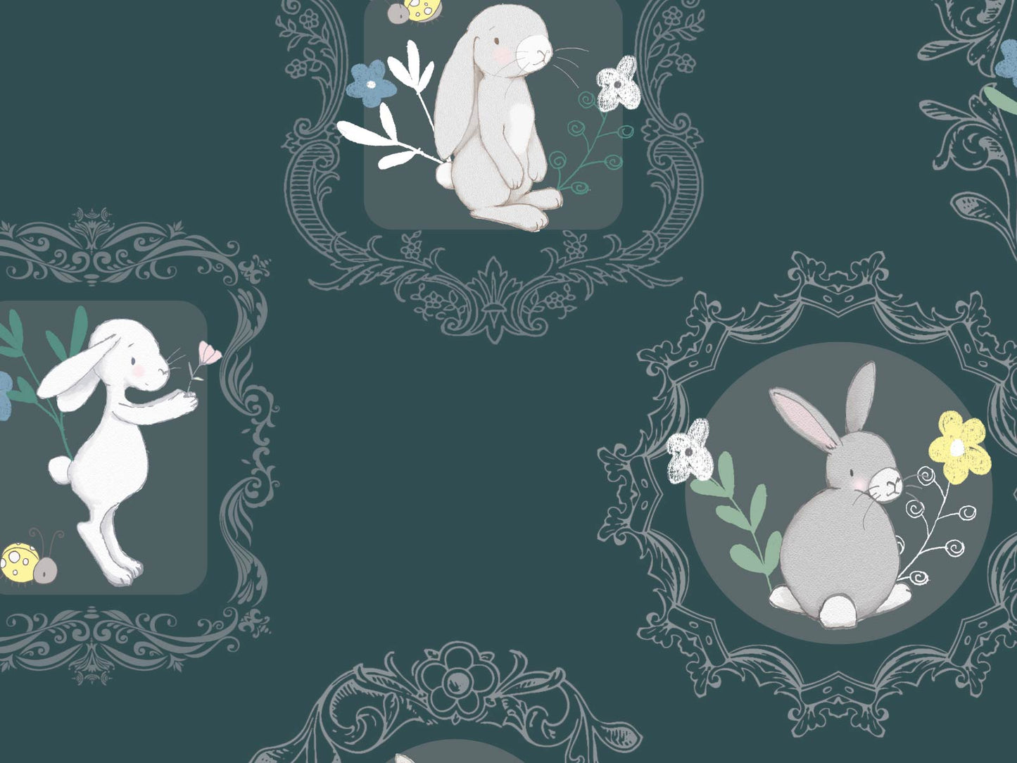 Framed Bunnies - Green