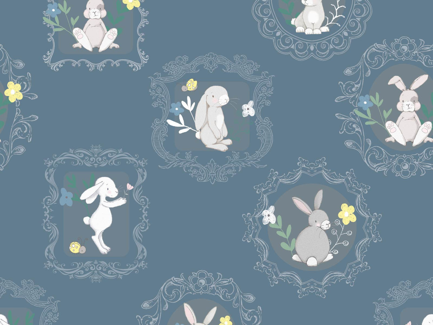 Framed Bunnies - Light Blue