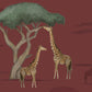 Giraffe and Savanna - Red