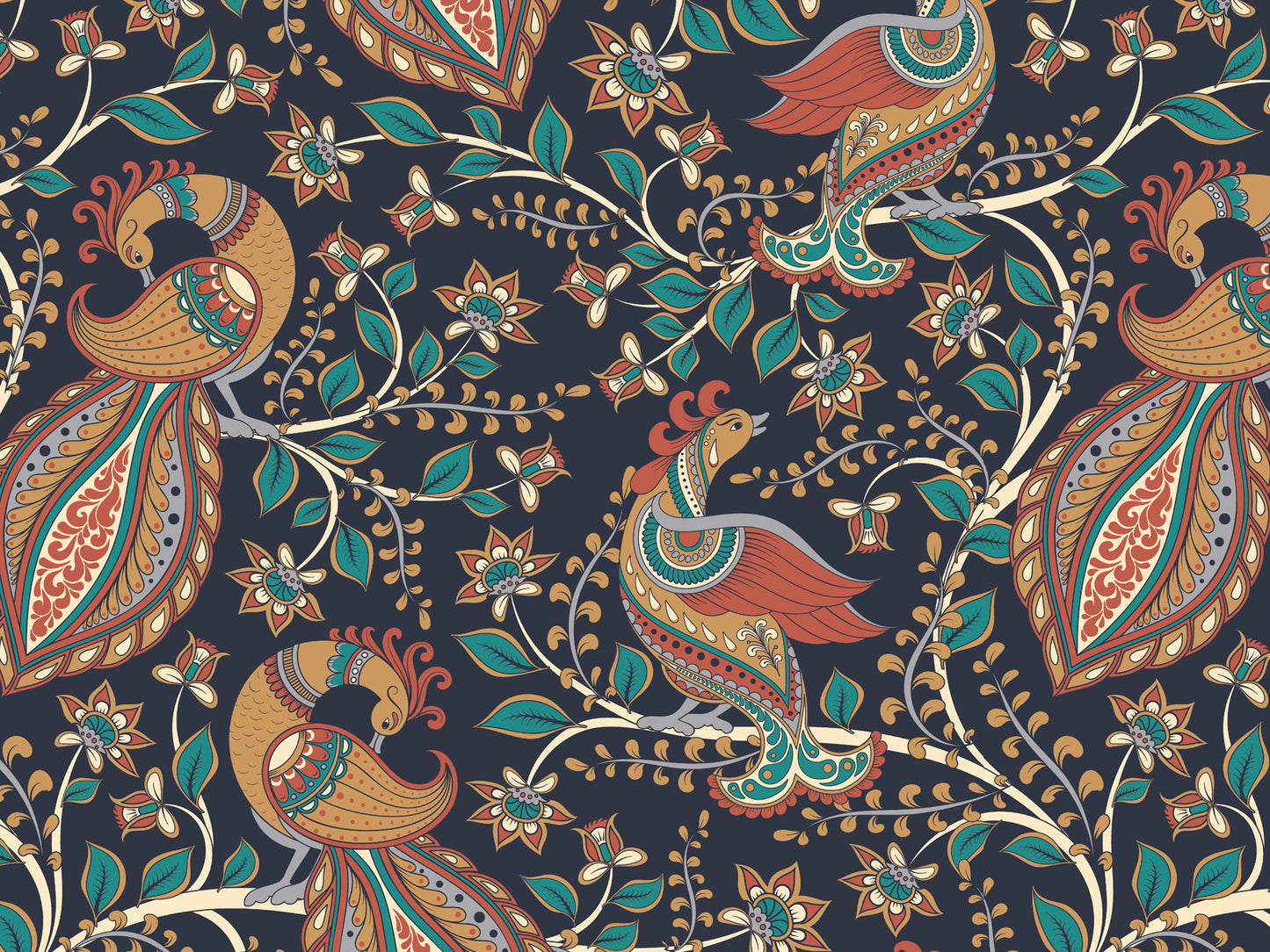 Kalamkari Bird - Navy