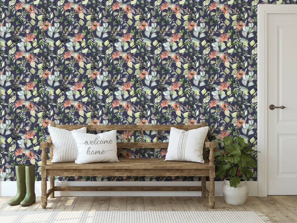 Watercolour Floral - Navy